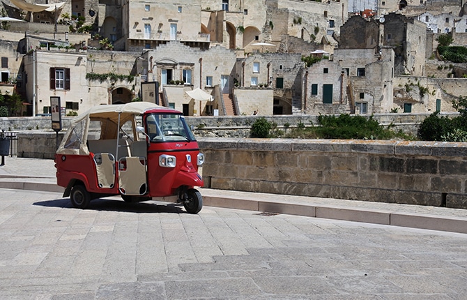 Matera con bambini in Ape Calessino