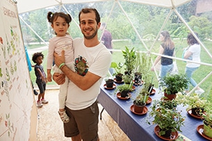 Orto botanico di Padova con bambini