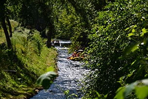 Soft rafting con bambini sull'Aniene, natura bellissima