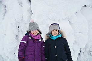 Lapponia Finlandese con bambini, Foresta di ghiaccio in motoslitta