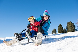 Inverno sul Renon con i bambini, slittino