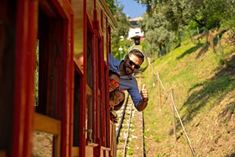 Funicolare di Montecatini con i bambini, Gigio e Gigia