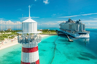 Nave MSC Seashore sull'isola Ocean Cay alle Bahamas