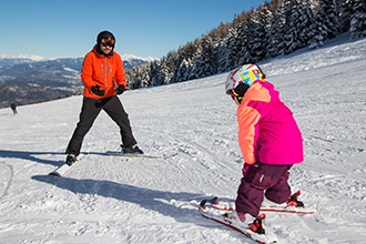 Monte Bondone inverno, corso sci bambini