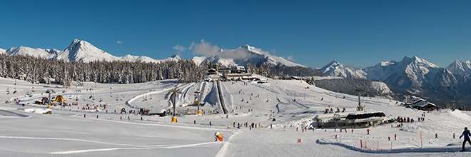 Torgnon d'inverno con bambini, panoramica Chantornè