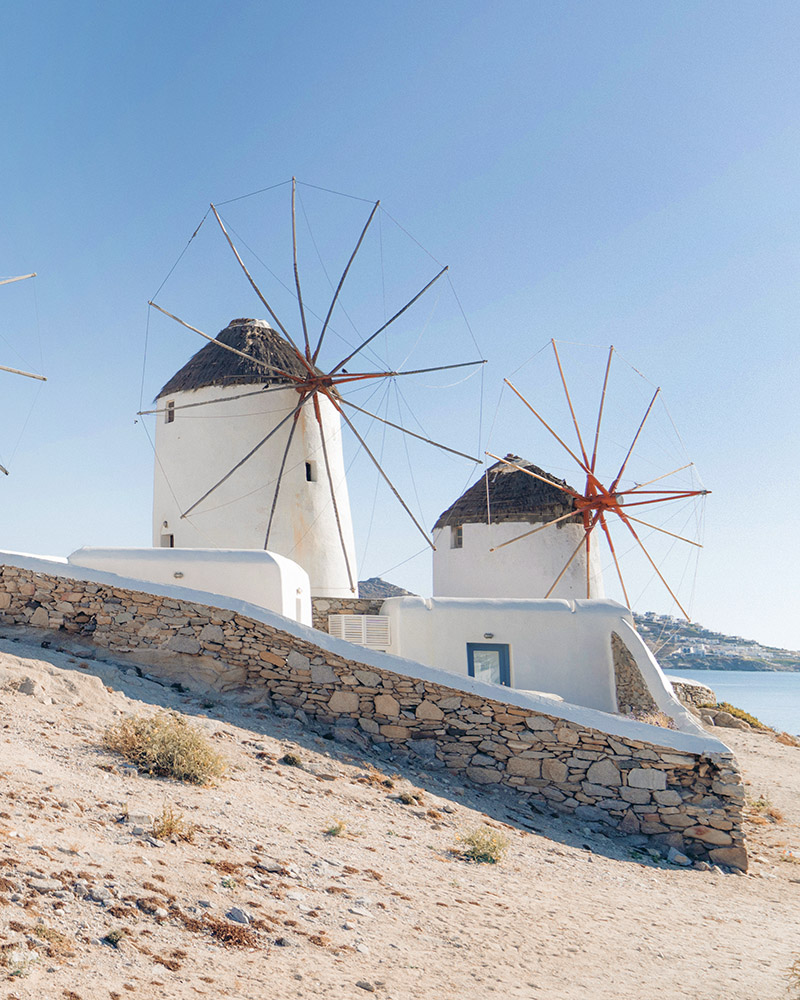 I mulini a vento nel centro storico di Mykonos