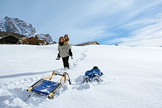 Masi Gallo Rosso Alto Adige, in slittino sulla neve