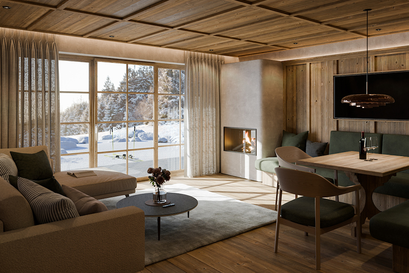 Interno di uno degli Chalet Zuegg, Merano