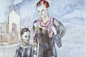 Copyright Succession Picasso by SIAE 2025 | Reproduction after "Saltimbanques au chien 1905" by Pablo Picasso, part.