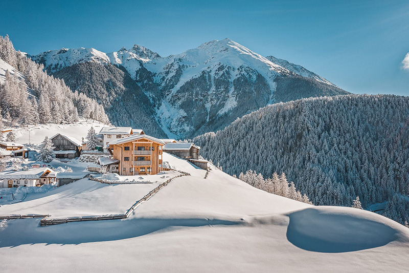 Agriturismo fattoria Veitenhof in Ötztal, panoramica invernale