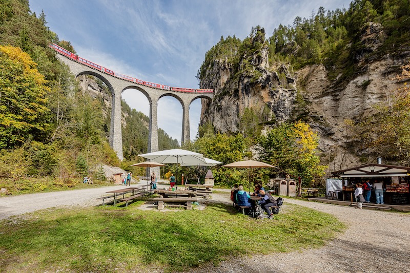 Landwasserwelt, viadotto e zona ristoro Filisur