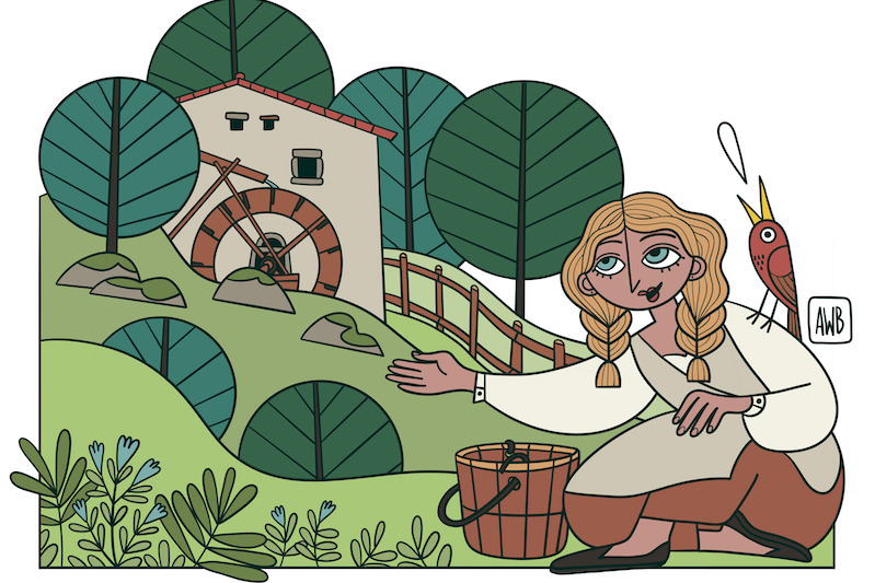 silvana la mugnaia valle dei mulini illustrazione