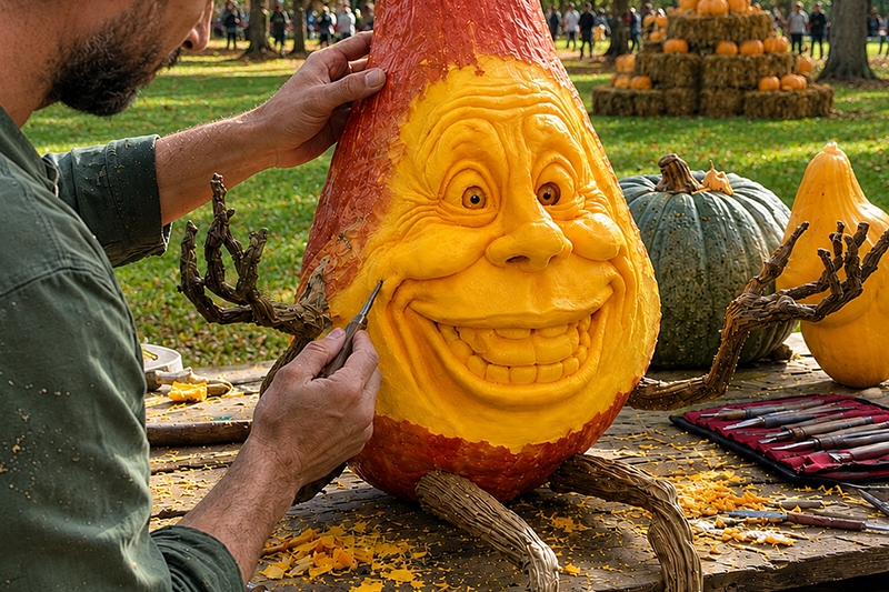 Attività di intaglio della zucca