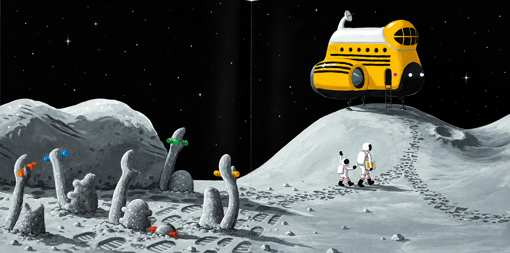 Pagina interna del libro "Gita sulla luna" edito Babalibri